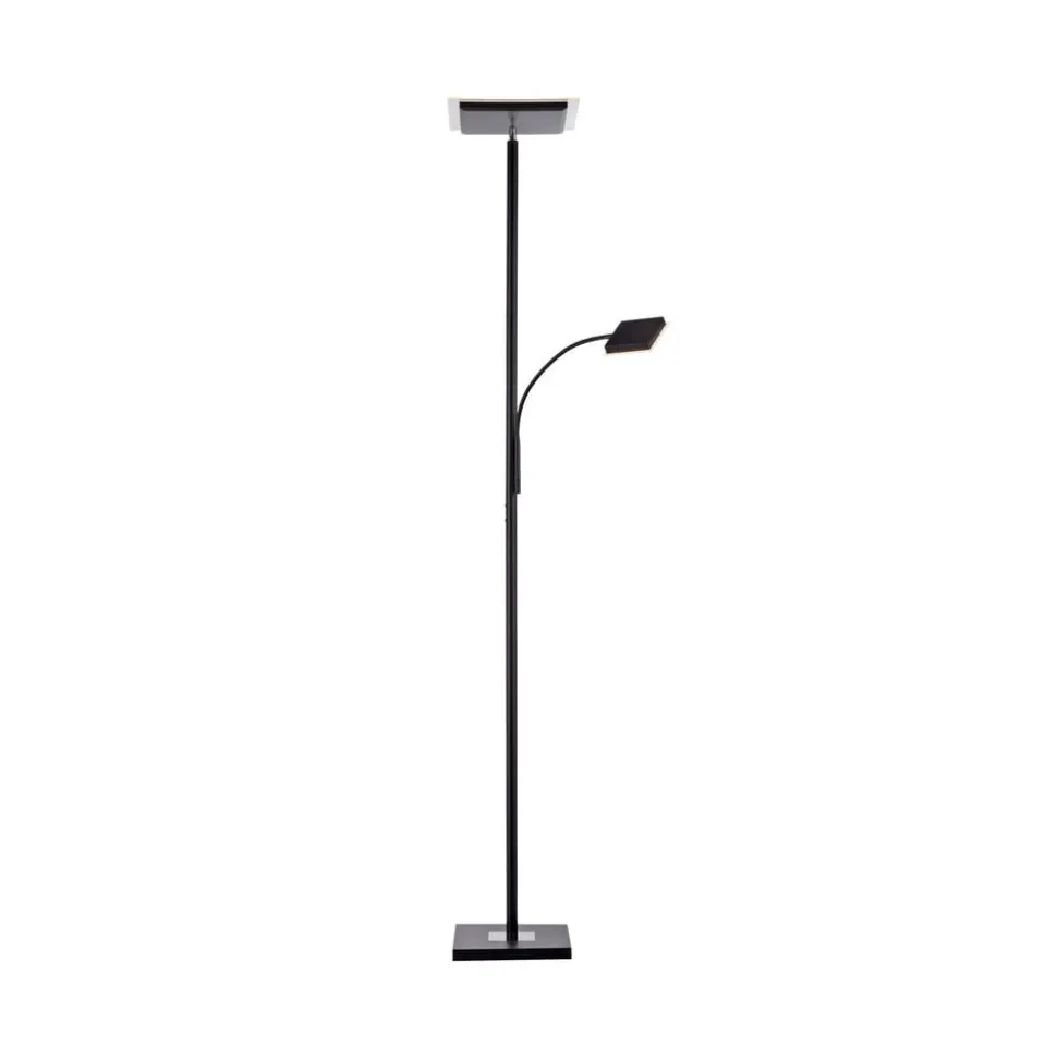Hans LED-gulvlampe med læselampe, kantet, sort