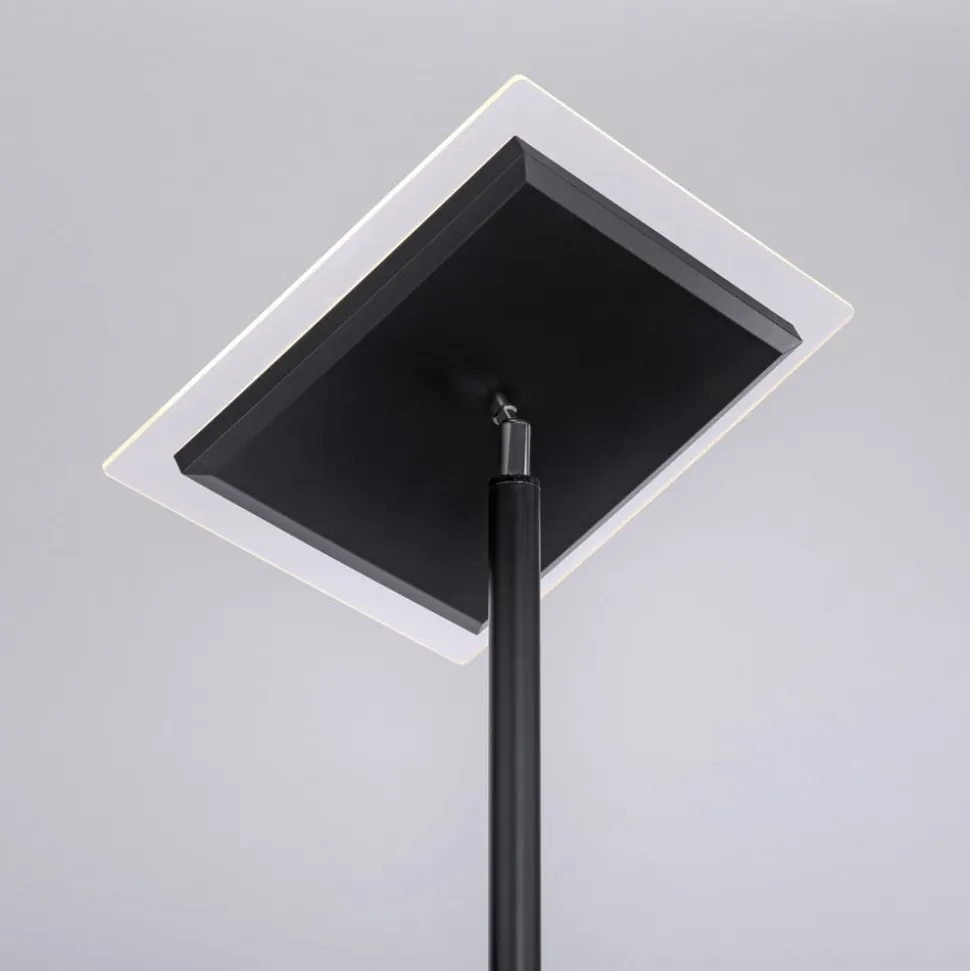 Hans LED-gulvlampe med læselampe, kantet, sort