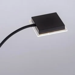 Hans LED-gulvlampe med læselampe, kantet, sort