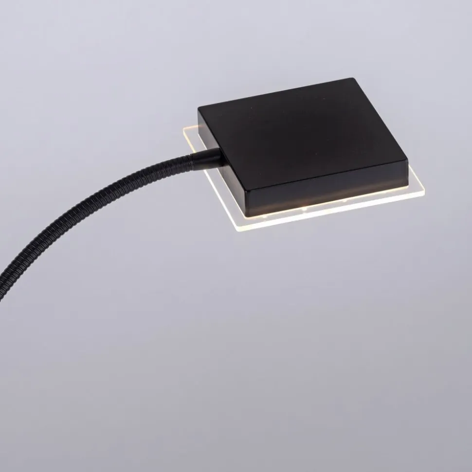 Hans LED-gulvlampe med læselampe, kantet, sort