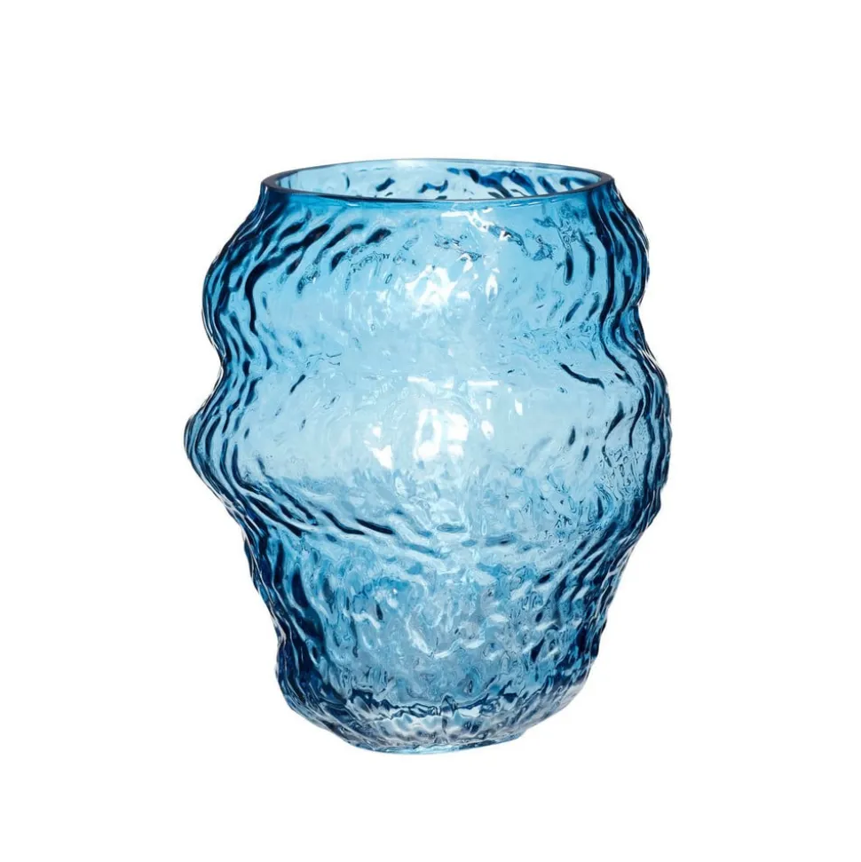 Hübsch Aurora-vase, glas, blå, højde 18 cm