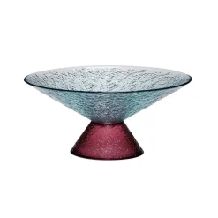 Hübsch Stor sød glasskål, blå/rød, glas, Ø 25 cm
