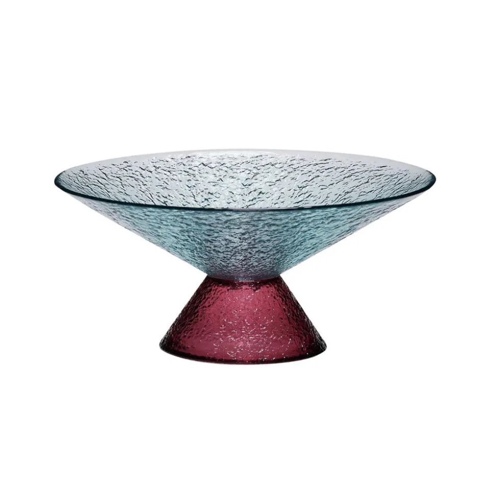 Hübsch Stor sød glasskål, blå/rød, glas, Ø 25 cm