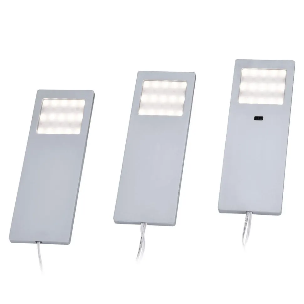 Helena LED-møbellampe, 19 x 7 cm, sæt med 3, sensor, metal