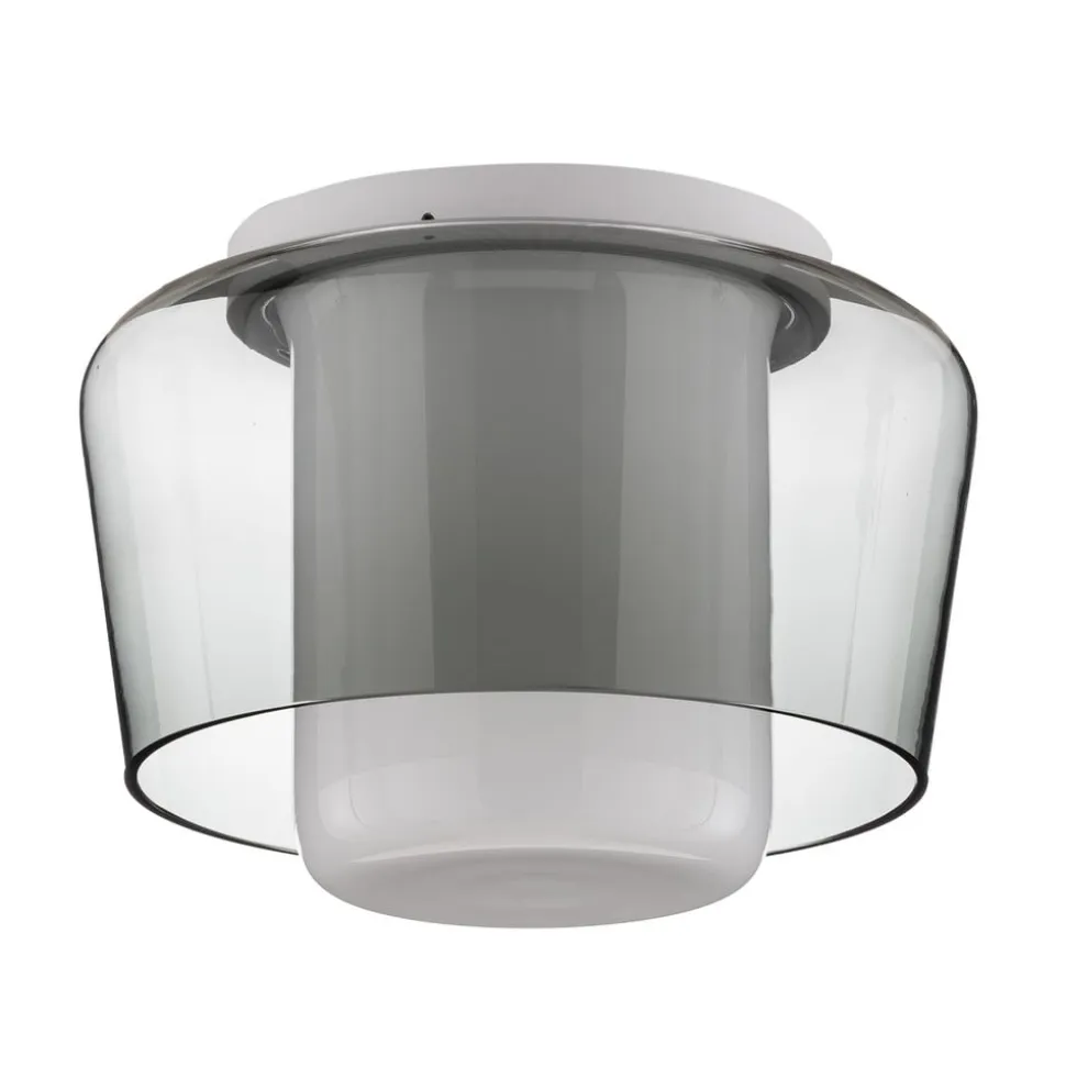 Helestra Canio - loftlampe i glas, røggrå