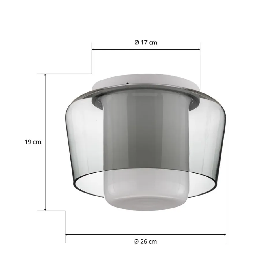 Helestra Canio - loftlampe i glas, røggrå