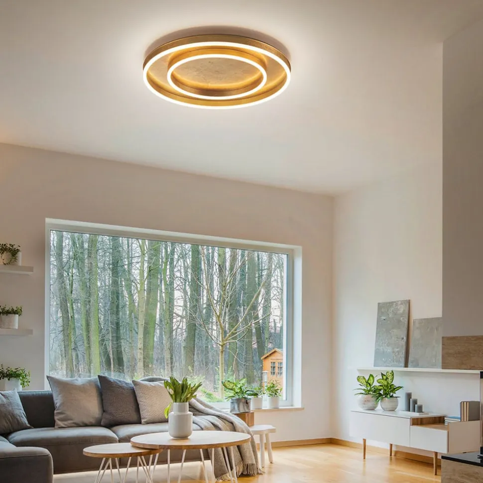 Helestra Sona LED-loftlampe dæmpbar Ø60 cm guld