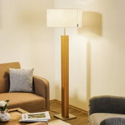 HerzBlut Dana gulvlampe, natur eg, hvid