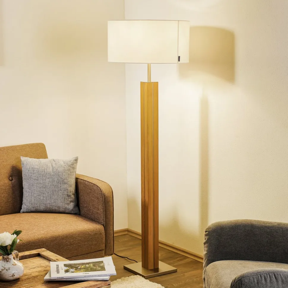 HerzBlut Dana gulvlampe, natur eg, hvid