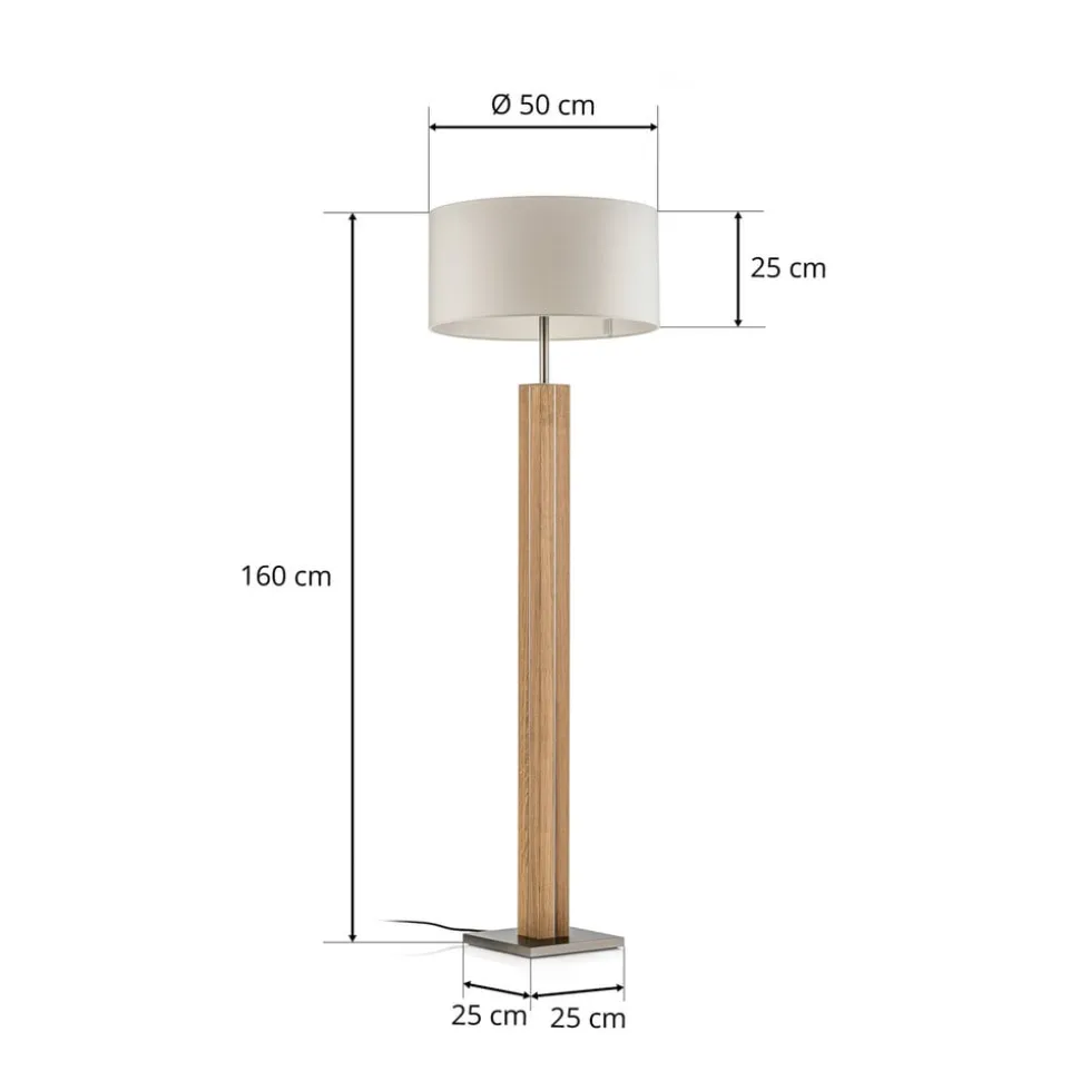 HerzBlut Dana gulvlampe, natur eg, hvid