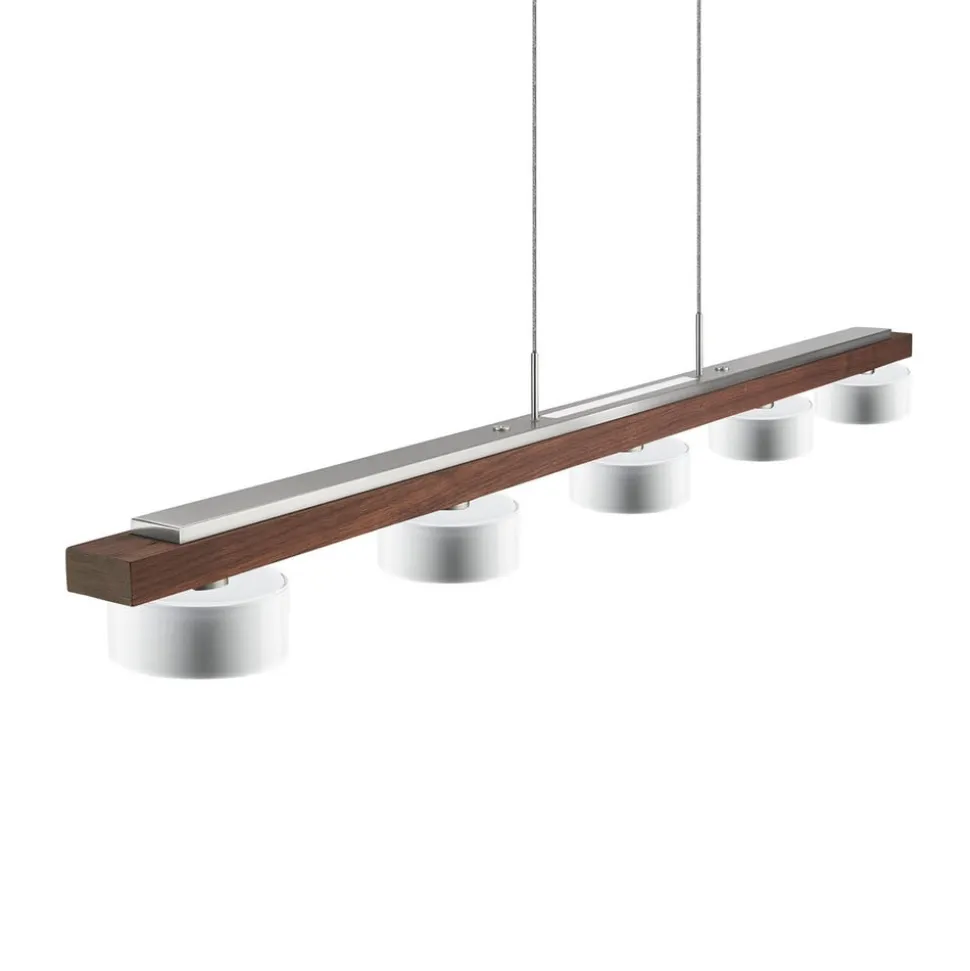 HerzBlut pendellampe Estelle, træ, 130 cm, olieret valnød