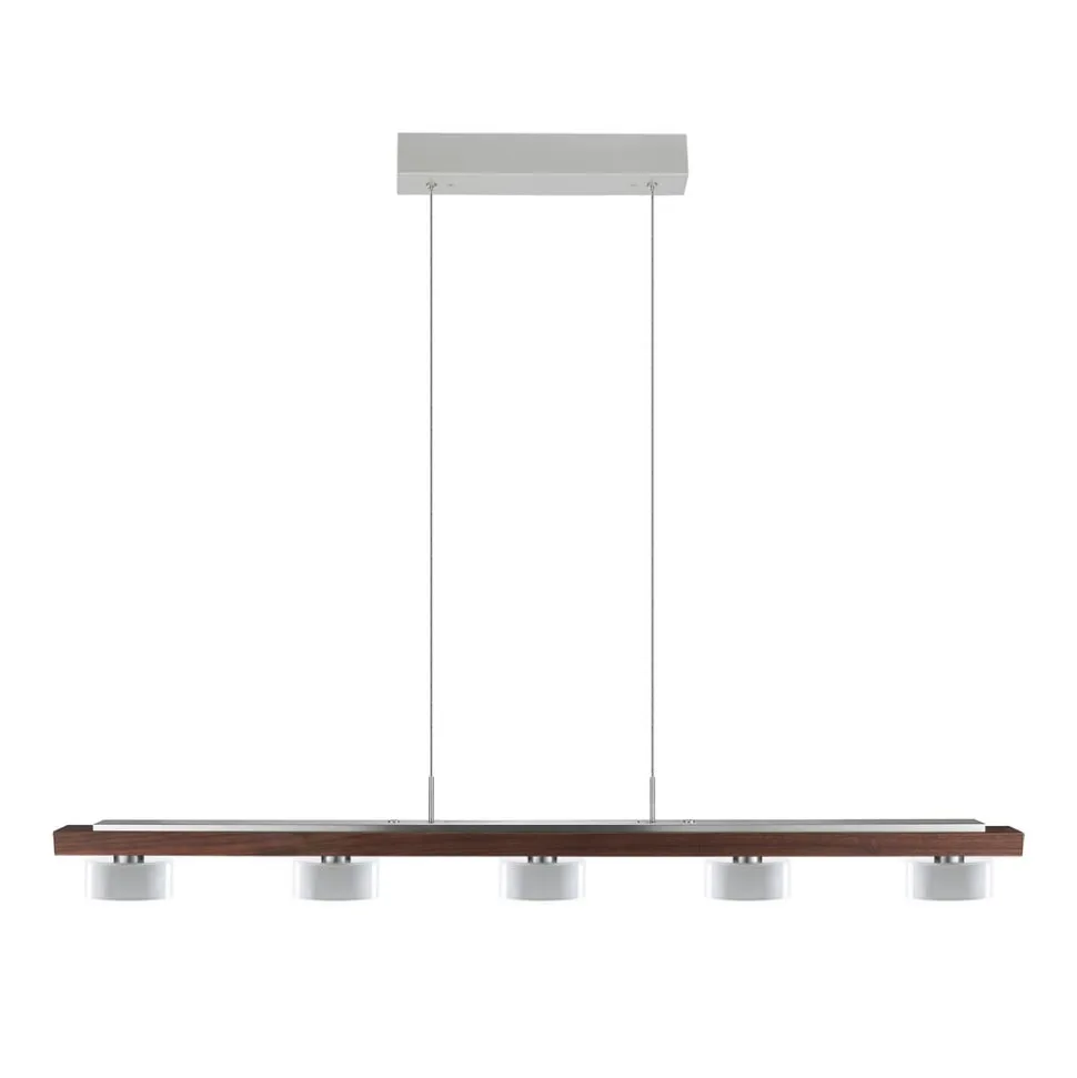 HerzBlut pendellampe Estelle, træ, 130 cm, olieret valnød