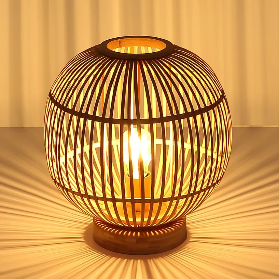 Hildegard bordlampe af bambus, Ø 30 cm