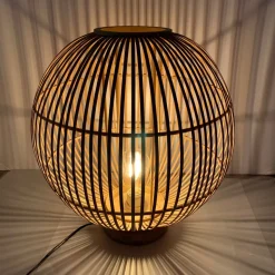 Hildegard bordlampe af bambus, Ø 30 cm