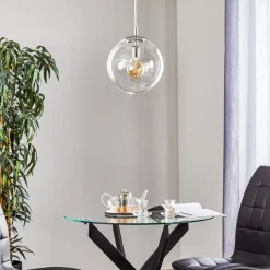 Hængelampe 562, glas klar, kappe/baldakin krom