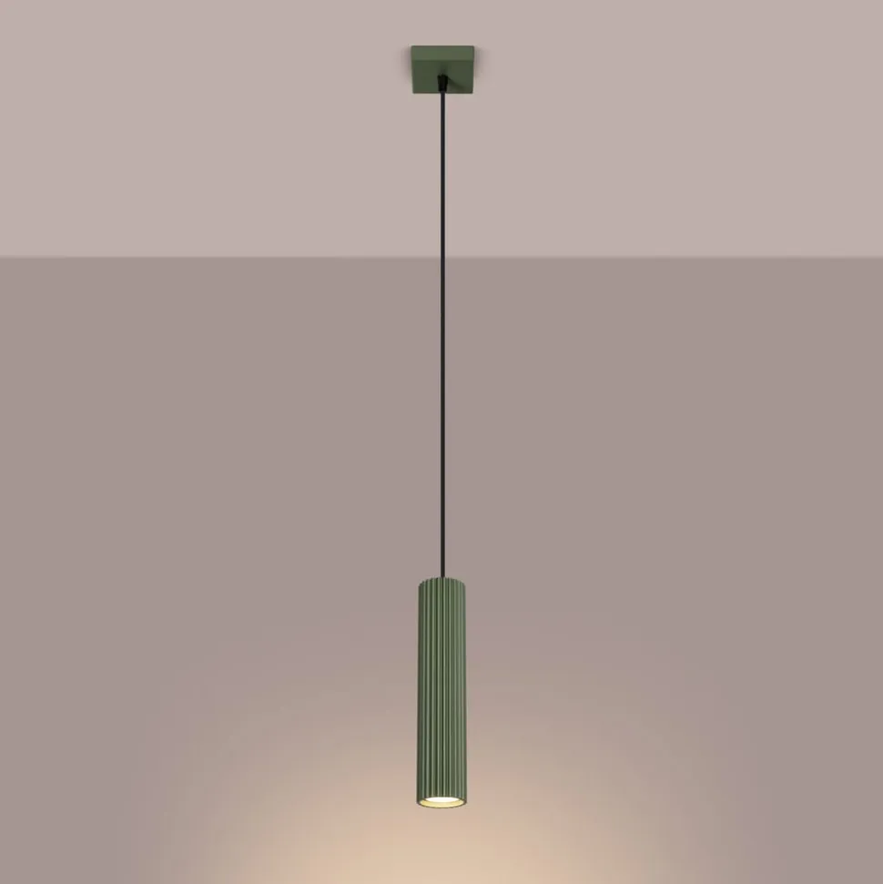 Hængelampe ALORA, olivengrøn, Ø 8 cm, metal, GU10