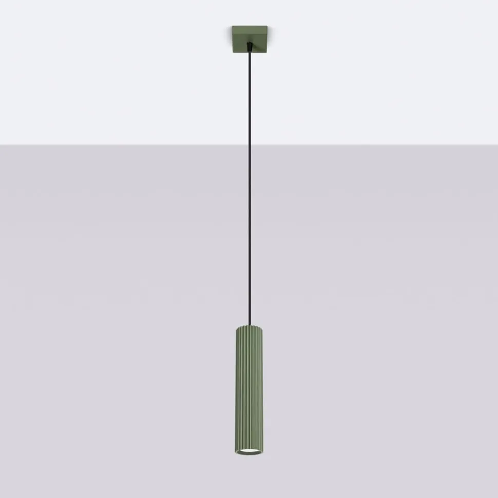Hængelampe ALORA, olivengrøn, Ø 8 cm, metal, GU10