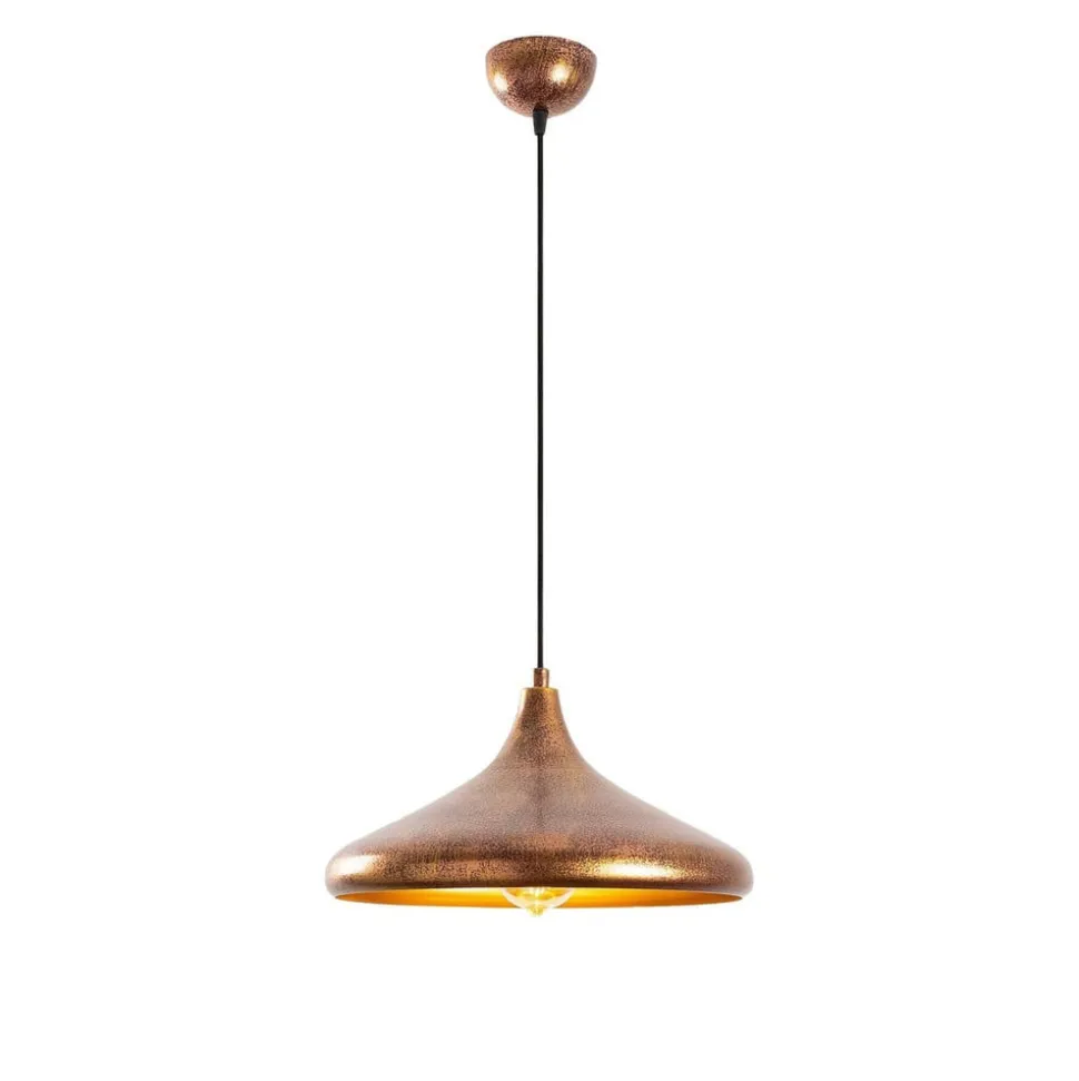 Hængelampe Barek 11545, messing brun, metal, Ø 34 cm