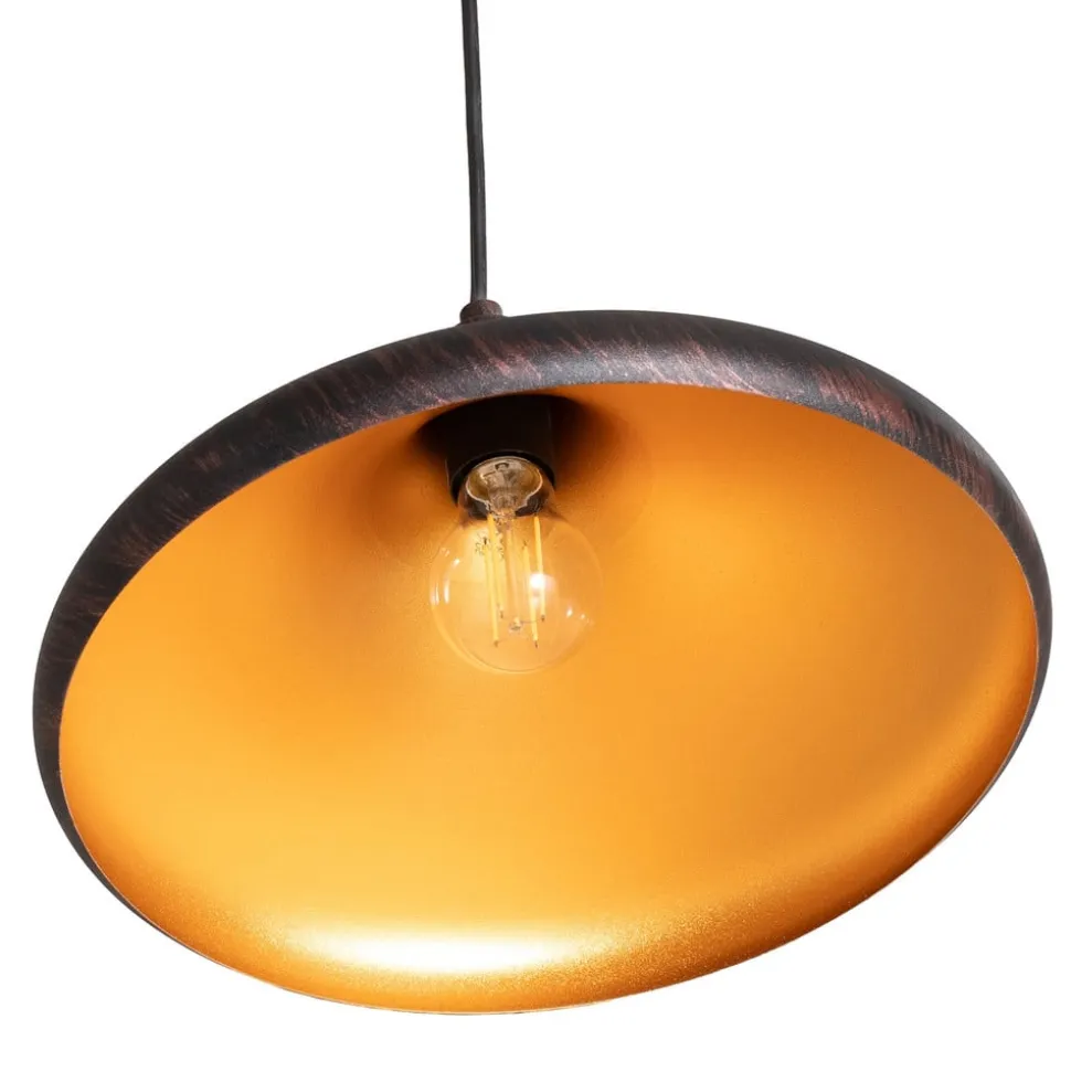 Hængelampe Barek, sort/guld, Ø 34 cm, metal, E27