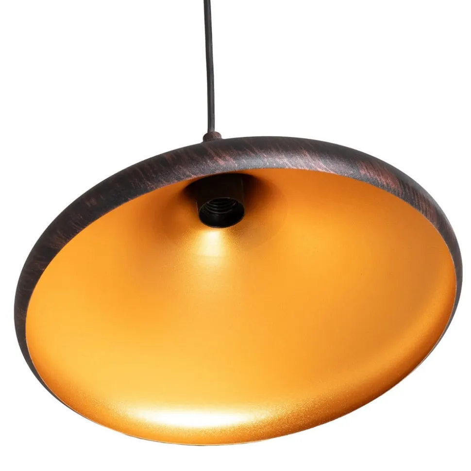 Hængelampe Barek, sort/guld, Ø 34 cm, metal, E27