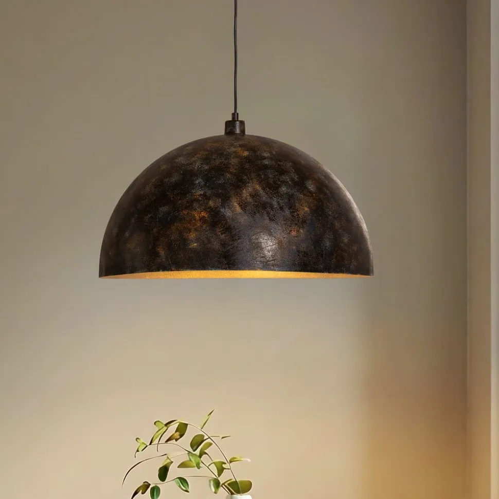 Hængelampe Berceste, Ø 60 cm, gammel messing, metal