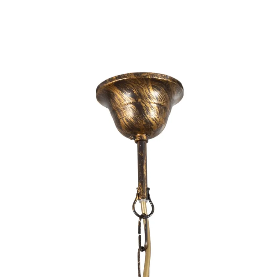 Hængelampe BILIARDO GIORGIO, creme/bronze, glas/jern 2 lyskilder.