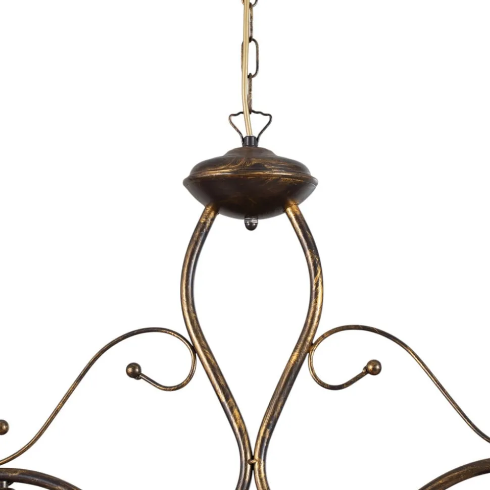 Hængelampe BILIARDO GIORGIO, creme/bronze, glas/jern 2 lyskilder.