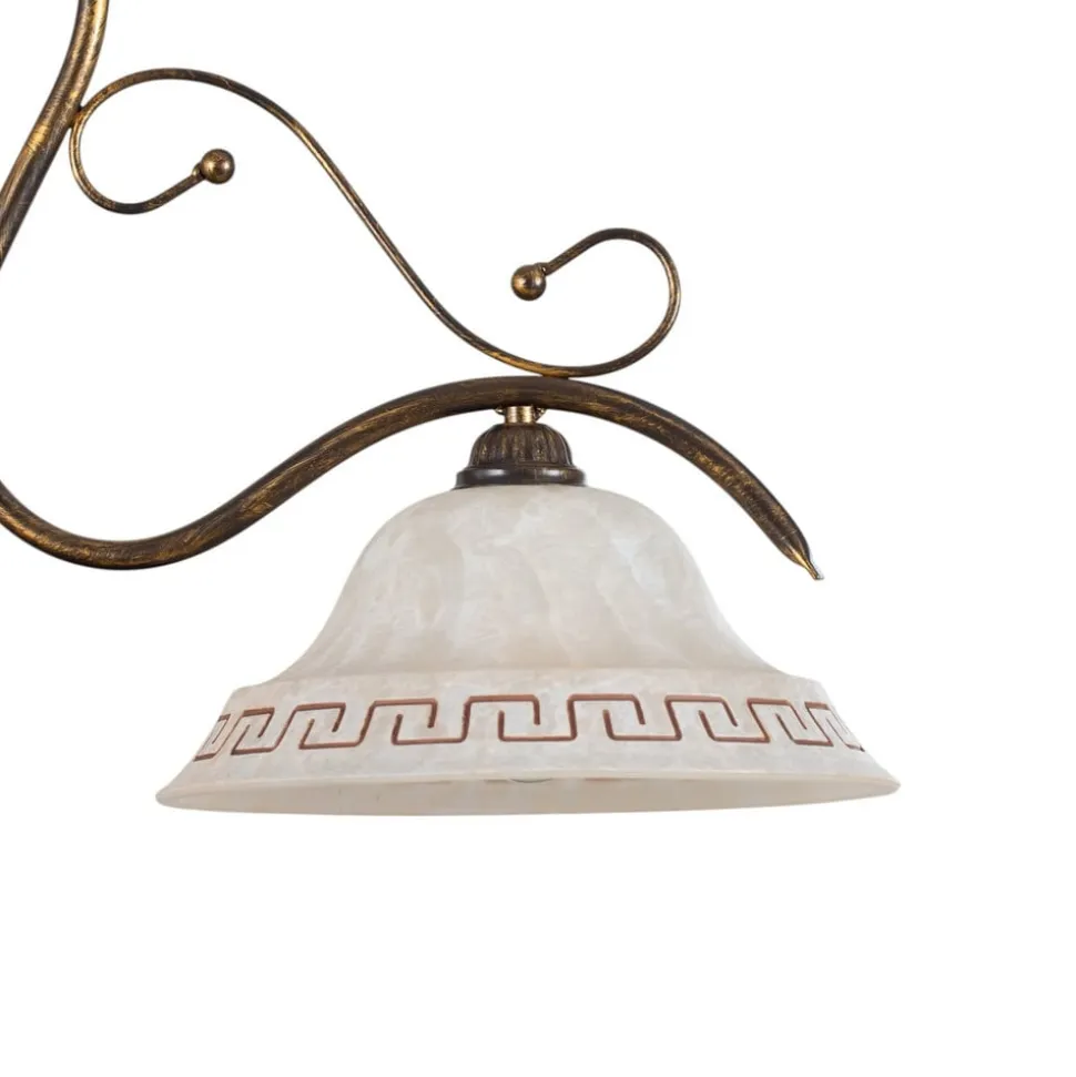 Hængelampe BILIARDO GIORGIO, creme/bronze, glas/jern 2 lyskilder.