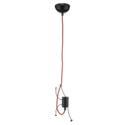 Hængelampe Bobi 1 i sort, kabel rød, 1 lyskilde.