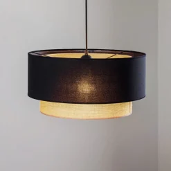 Hængelampe Boho Ø 45 cm 1-faset sort/jute