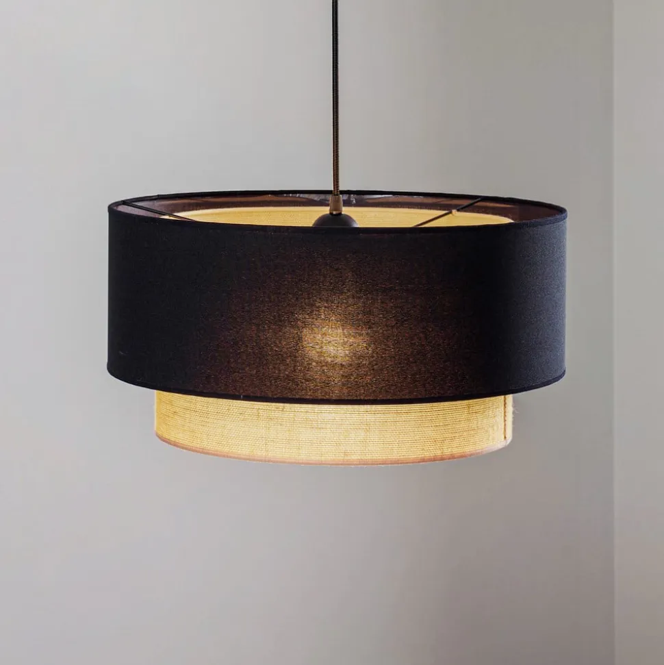 Hængelampe Boho Ø 45 cm 1-faset sort/jute