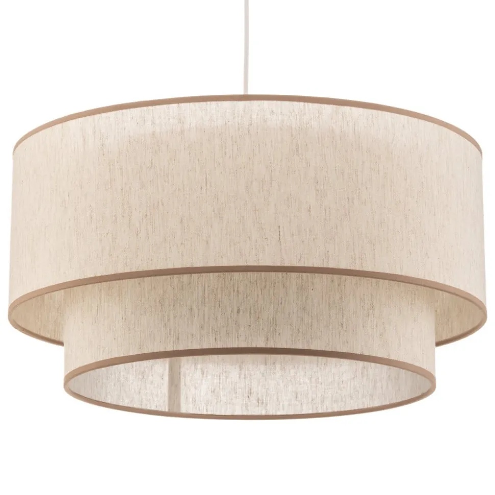 Hængelampe Boho, dobbelt skærm, beige