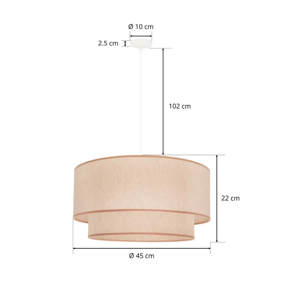 Hængelampe Boho, dobbelt skærm, beige