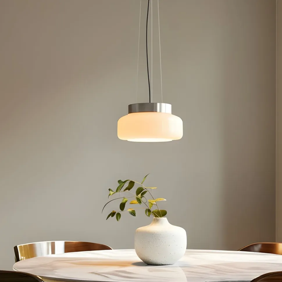 Hængelampe BonBon, creme, Ø 25 cm, glas