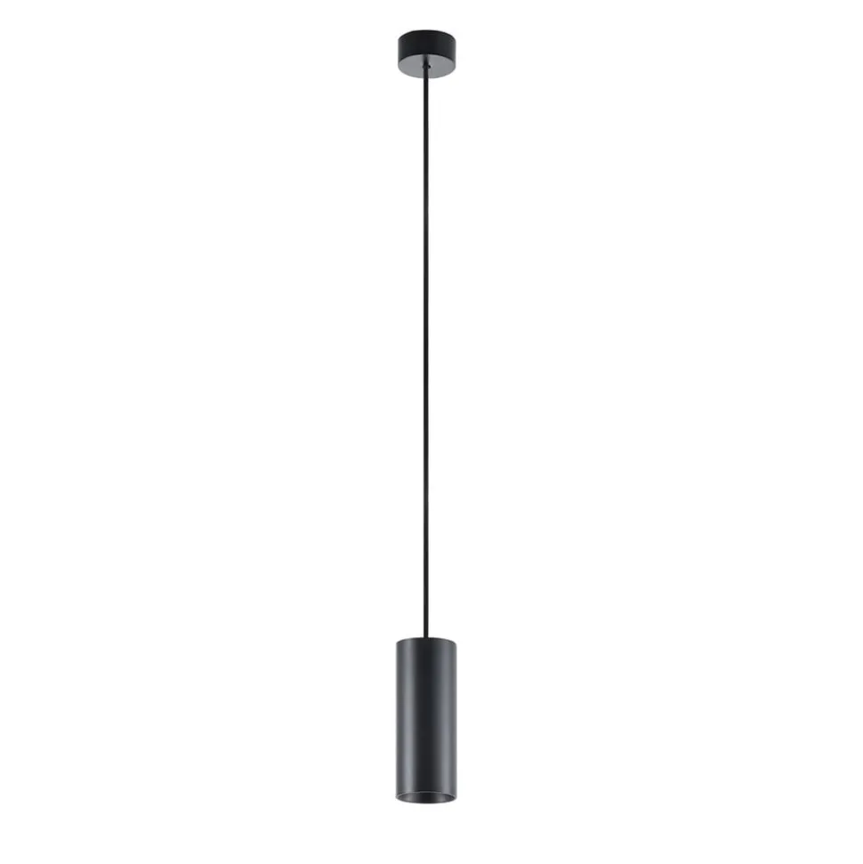 Hængelampe CAN, sort, højde 15 cm, Ø 6 cm, metal, GU10