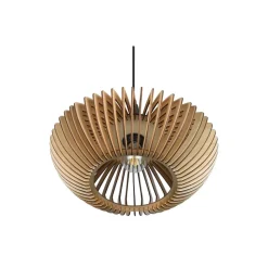 Hængelampe Colino af trælameller, lyst træ