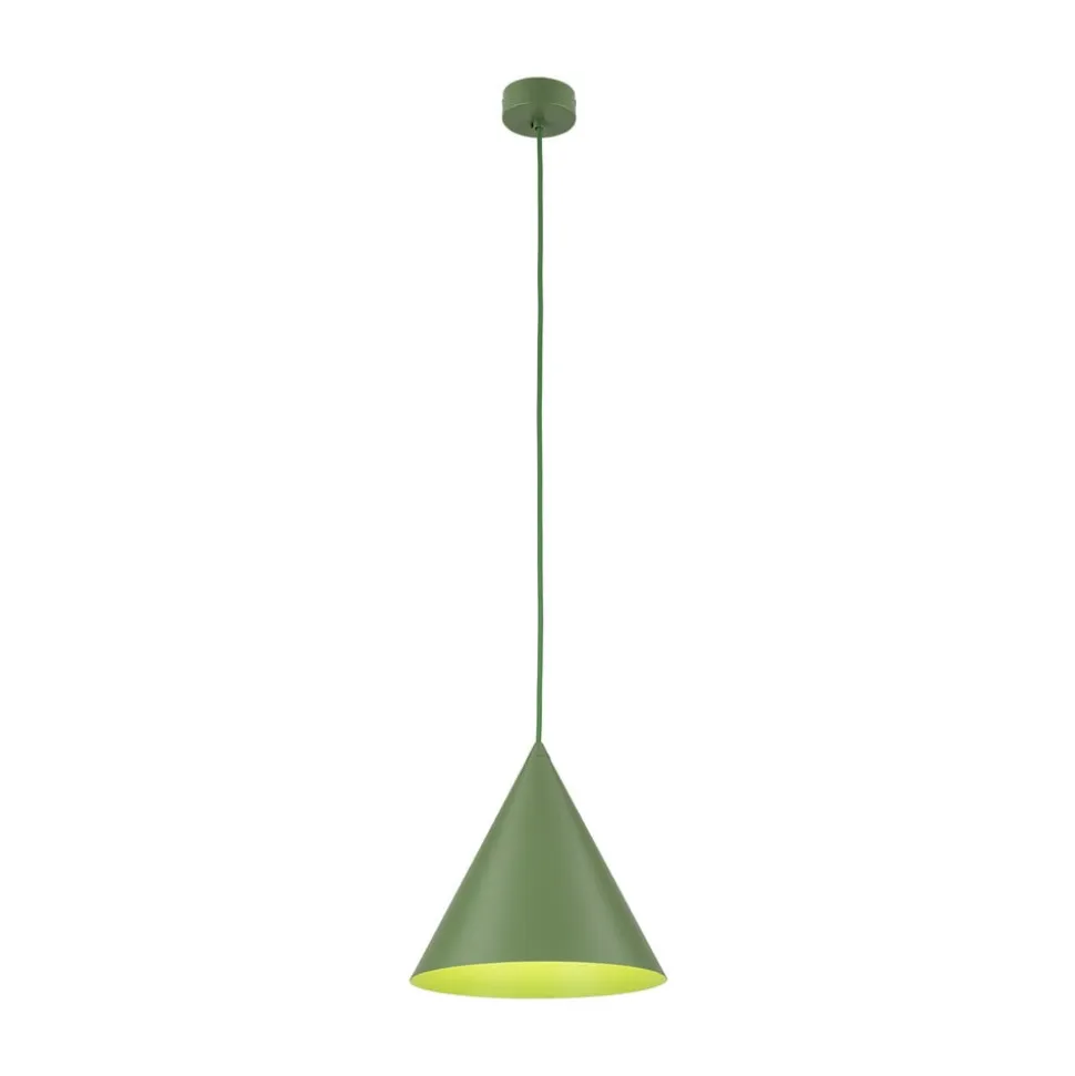 Hængelampe Cono, 1 lyskilde, Ø 25 cm, grøn, E27