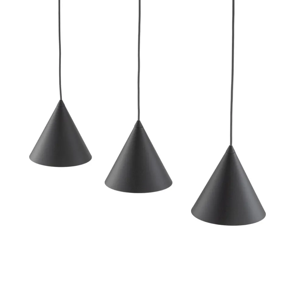 Hængelampe Cono, 3 lyskilder, sort, E27