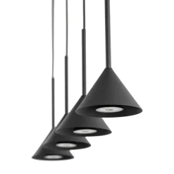 Hængelampe Cono Mini, 4 lyskilder, sort, E27