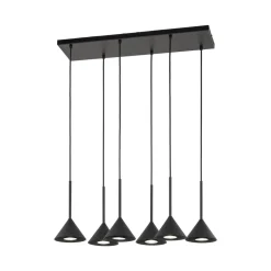 Hængelampe Cono Mini, 6 lyskilder, sort, E27