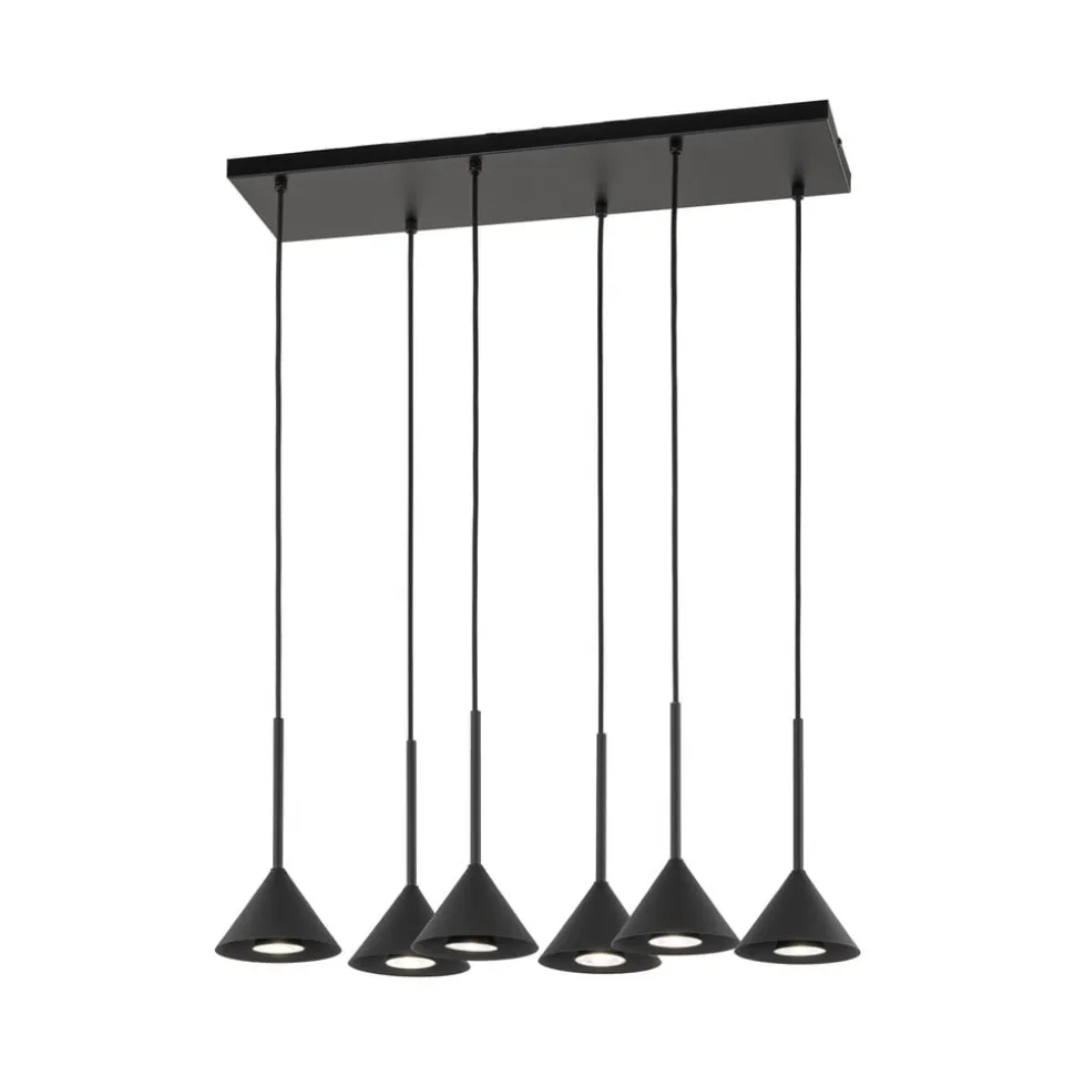 Hængelampe Cono Mini, 6 lyskilder, sort, E27