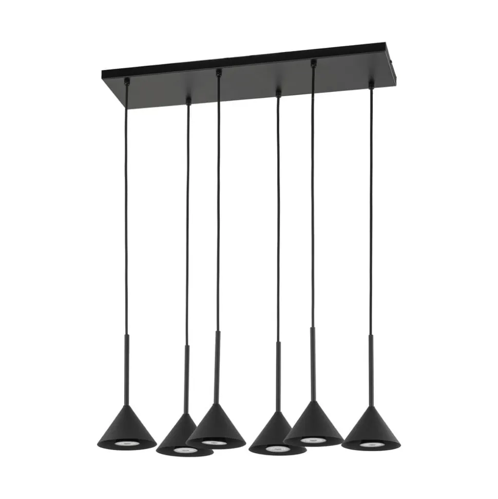 Hængelampe Cono Mini, 6 lyskilder, sort, E27
