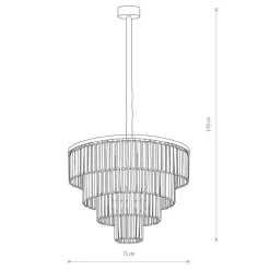 Hængelampe Cristal, transparent/sort, Ø 71 cm