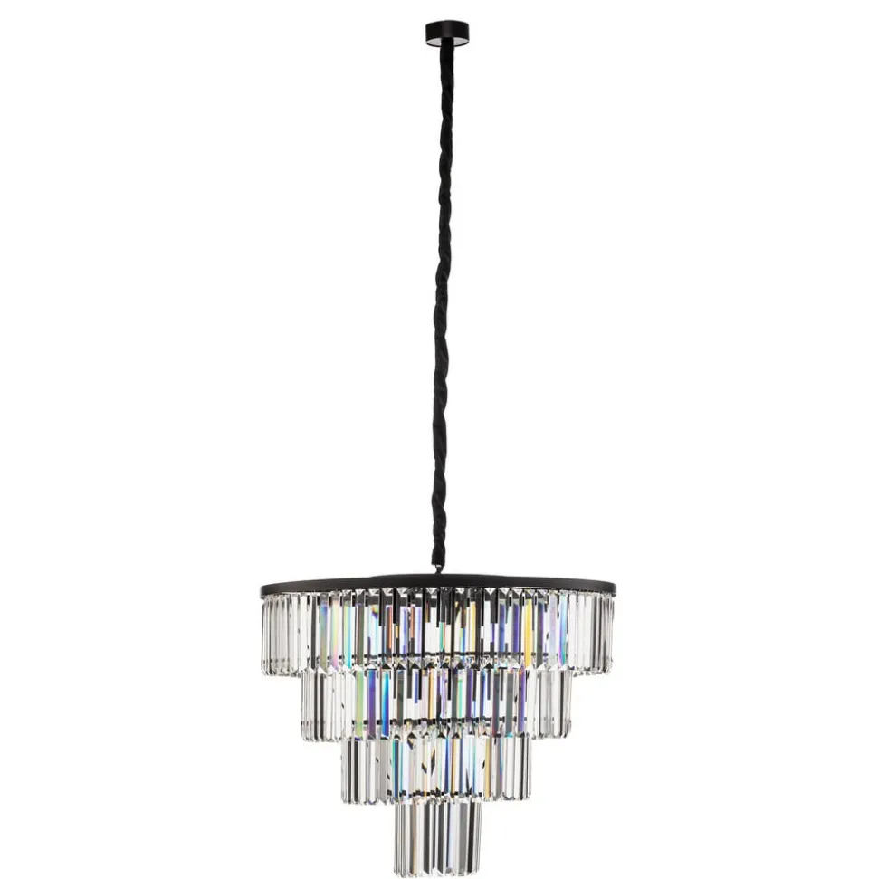 Hængelampe Cristal, transparent/sort, Ø 71 cm