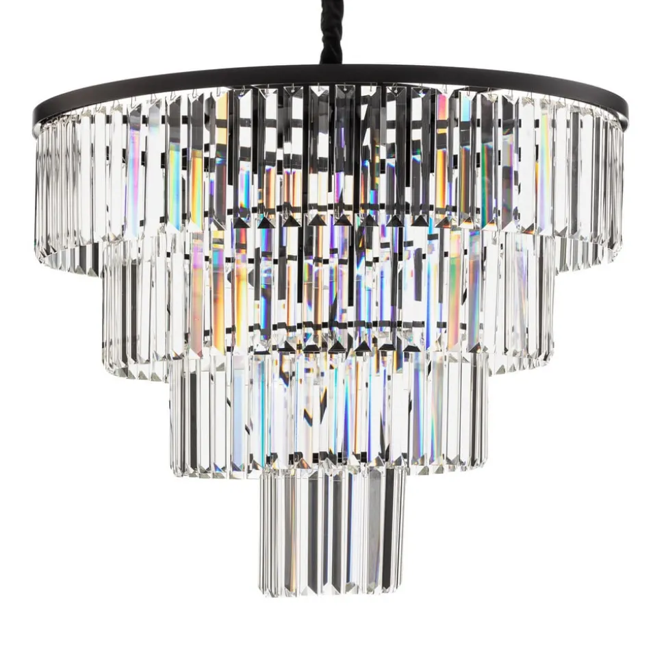 Hængelampe Cristal, transparent/sort, Ø 71 cm