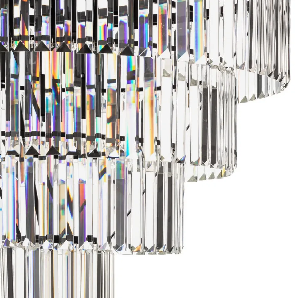 Hængelampe Cristal, transparent/sort, Ø 71 cm