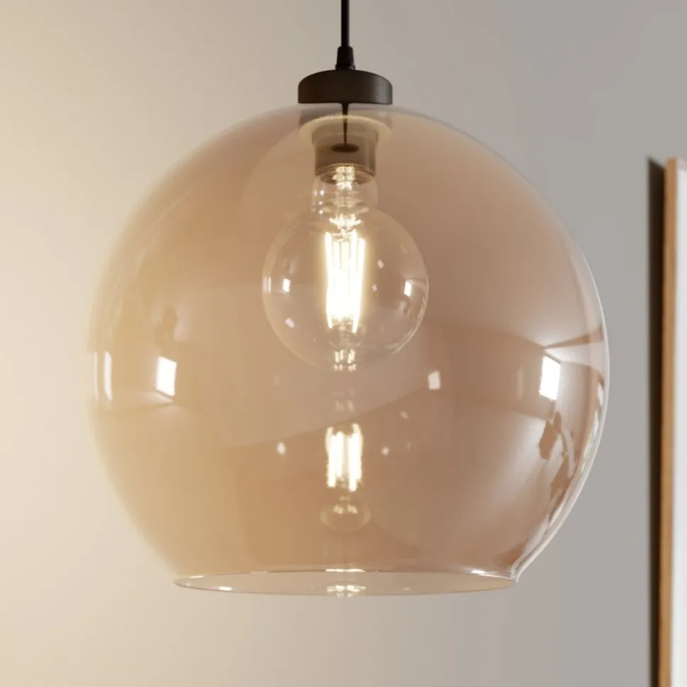Hængelampe Cubus, rav, glas, Ø 30 cm, E27