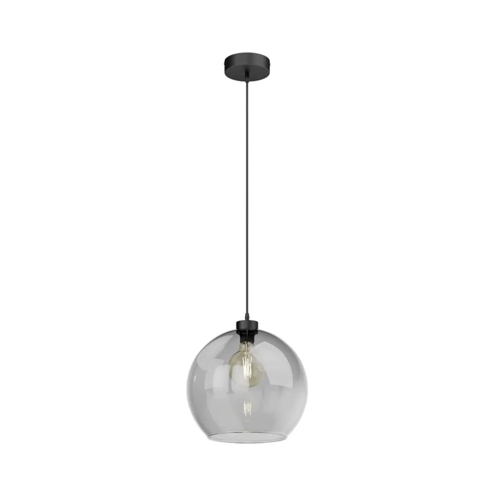 Hængelampe Cubus, røggrå, glas, Ø 30 cm, E27