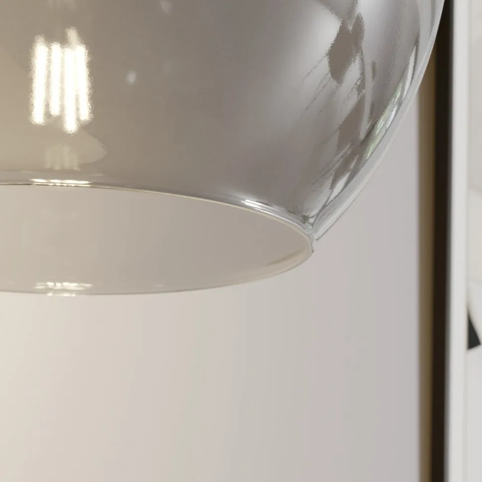 Hængelampe Cubus, røggrå, glas, Ø 30 cm, E27