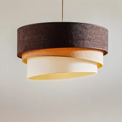 Hængelampe Devon, brun/beige/ecru/guld Ø45cm